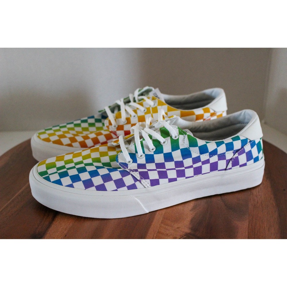 Straye Shoes Mens 12 Rainbow Checker Lace Up Skate Sneakers‎ Fairfax Streetwear
